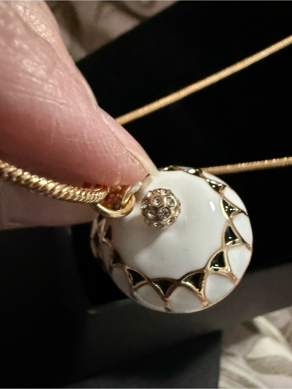 Gold and White Teapot Pendant Necklace 36” Adjustable Locket - Picture 10 of 12